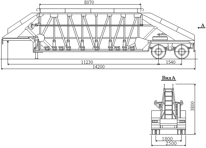 Хребтовый двухосный панелевоз 934630 (У-230).