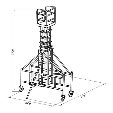 схема подёмника темп с габаритными размерами