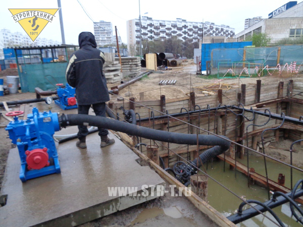 установка водопонижения ЛИУ в собранном виде у котлована